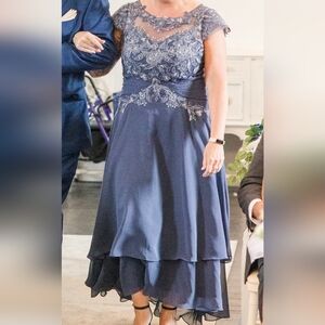 JJs House Elegant High Low Dress in Stormy Blue